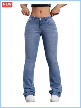 Women's Low Rise Flared Stretch Denim Jeans Bell Bottom 70s Retro Pants